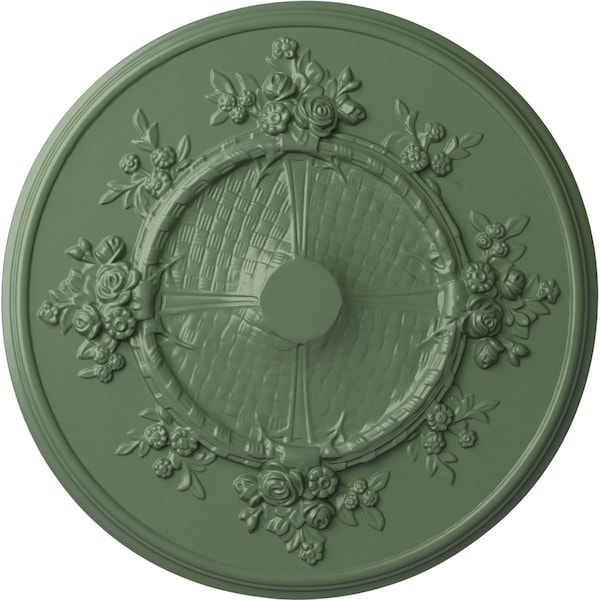 Ekena Millwork Flower Ceiling Medallion (Fits Canopies up to 3 7/8"), Hand-Painted Athenian Green, 27"OD x 1 1/8"P CM27FLAGF - main